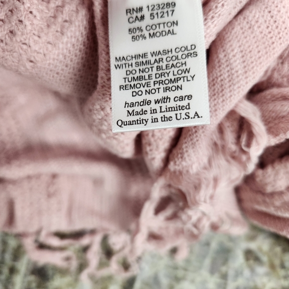 Lauren Moshi Gretta Sweater Dress Tunic Pink Love Potion Fringe Large NWT - Picture 9 of 9